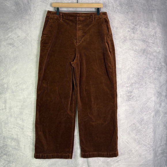 VTG Y2K GAP Corduroy Pants Womens Sz 14 Wide Wale Brown Wide Leg Academia Preppy - Picture 1 of 8